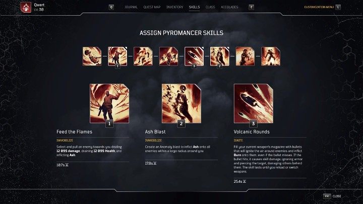 Piromanta posiada 8 unikatowych umiejętności, które można odblokować na określonych poziomach postaci - Outriders: Piromanta - gotowy build postaci - Outriders - poradnik do gry