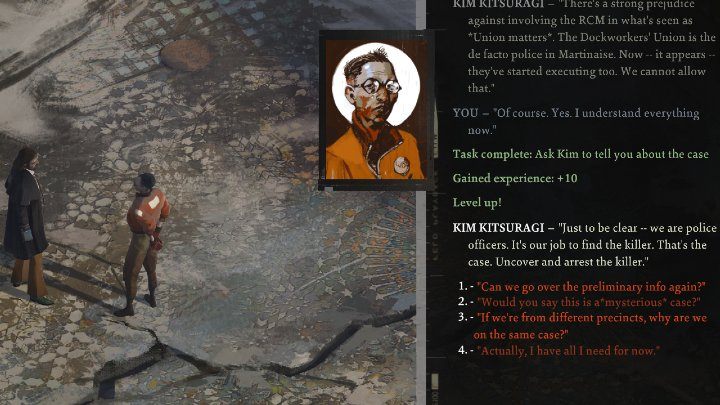 Funkcjonariusze policji zawsze są dobrze poinformowani na temat spraw, nad którymi aktualnie pracują - Disco Elysium: Poproś Kima, by opowiedział ci o sprawie - solucja - Disco Elysium - poradnik do gry