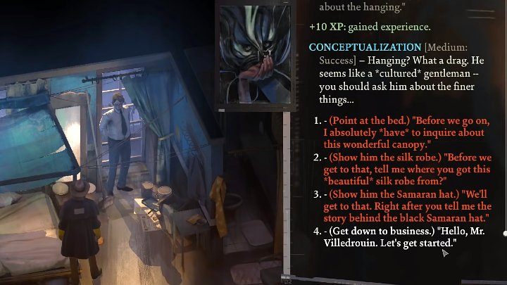 Wejdźcie do pomieszczenia za plecami palacza i porozmawiajcie z mężczyzną stojącym przy oknie - Disco Elysium: Przesłuchaj niedzielnego przyjaciela - solucja, opis przejścia - Disco Elysium - poradnik do gry