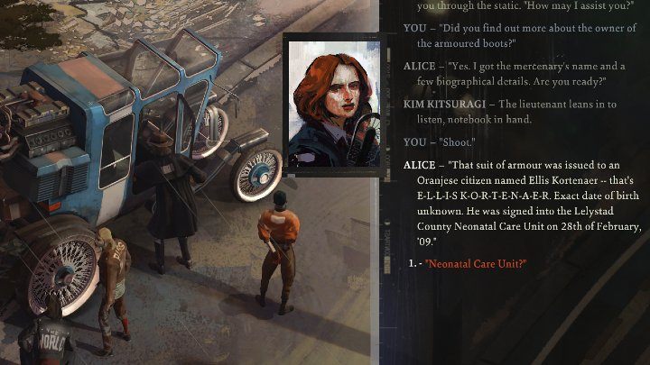 Gdy następnego dnia zadzwonicie do Alice, kobieta będzie miała do przekazania wiele istotnych informacji - Disco Elysium: Sprawdź w kartotece numer znaleziony na pancerzu ofiary - solucja - Disco Elysium - poradnik do gry