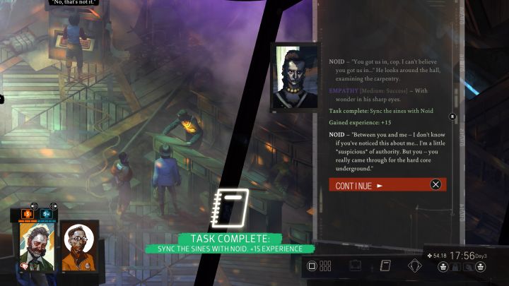 Musicie wykonać wszystkie czynności w ramach wspomnianego questu Pomóż raversom otworzyć klub nocny, a więc doprowadzić do tego żeby wprowadzili się do kościoła - Disco Elysium: Zsynchronizuj fale z Noikiem - solucja - Disco Elysium - poradnik do gry