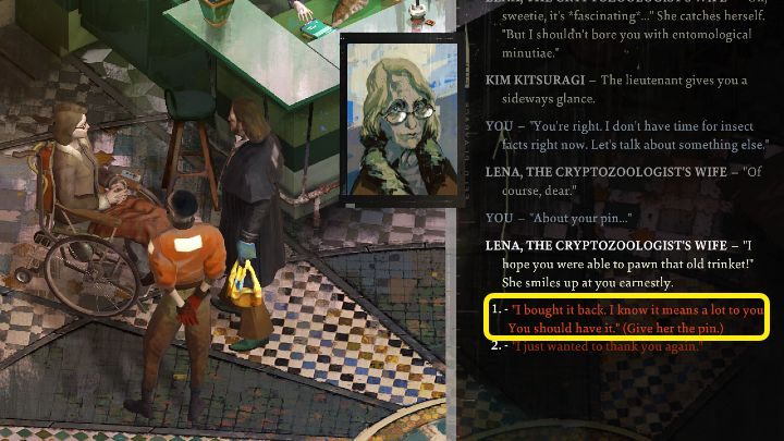 Przypinkę można zastawić u Roya w lombardzie (Pawnshop) i otrzymać w ten sposób małą sumę pieniędzy - Disco Elysium: Zwróć przypinkę Lenie - solucja - Disco Elysium - poradnik do gry