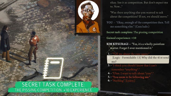 W trakcie rozmowy zapytajcie Kima o to, dlaczego współpracujecie, pomimo, że jesteście z różnych komisariatów - Disco Elysium: Zawody w przeciąganiu liny - solucja - Disco Elysium - poradnik do gry