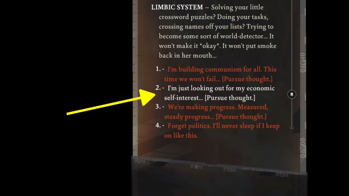 Zanim zajmiecie się tym questem musicie najpierw odblokować myśl Pośrednie metody opodatkowania - Disco Elysium: Stań się zamożnym człowiekiem - solucja - Disco Elysium - poradnik do gry