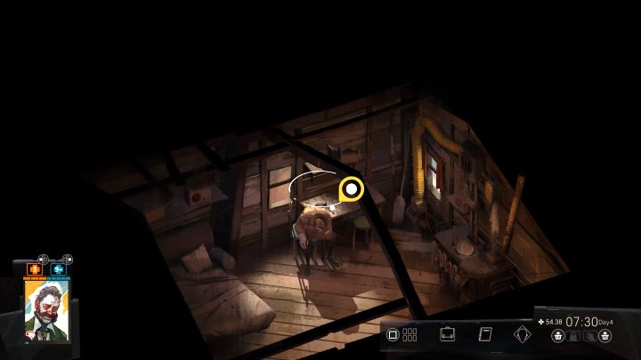 Po tym jak się obudzicie czwartego dnia nad głową siedzącego Harryego powinna pojawić się żółta kula Savoir Faire - Disco Elysium: Stań się zamożnym człowiekiem - solucja - Disco Elysium - poradnik do gry