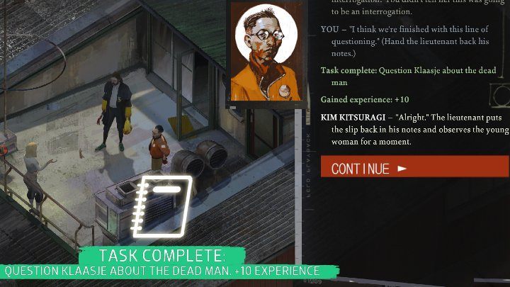 Druga okazja do poruszenia tego tematu pojawi się w trakcie wykonywania zadania Megamiks strzelecki (Doorgunner Megamix) - Disco Elysium: Przesłuchaj Klaasje w sprawie zabitego mężczyzny - solucja - Disco Elysium - poradnik do gry