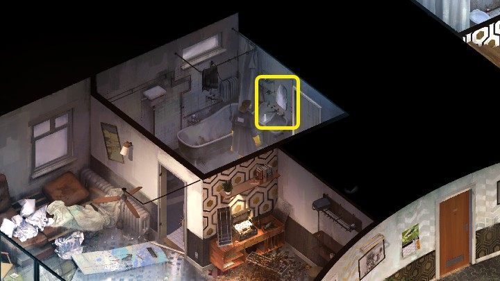 Zanim będziecie mogli skorzystać z wanny, w pierwszej kolejności trzeba naprawić kran w łazience, by zapobiec parowaniu lustra - Disco Elysium: Zmyj smród śmierci - solucja - Disco Elysium - poradnik do gry