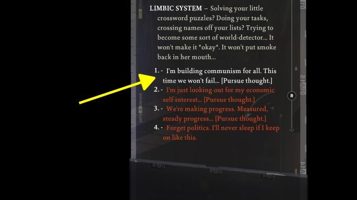 Zanim zajmiecie się tym questem najpierw odblokujcie myśl Socjoekonomia Mazowa - Disco Elysium: Dołącz do organizacji - solucja - Disco Elysium - poradnik do gry