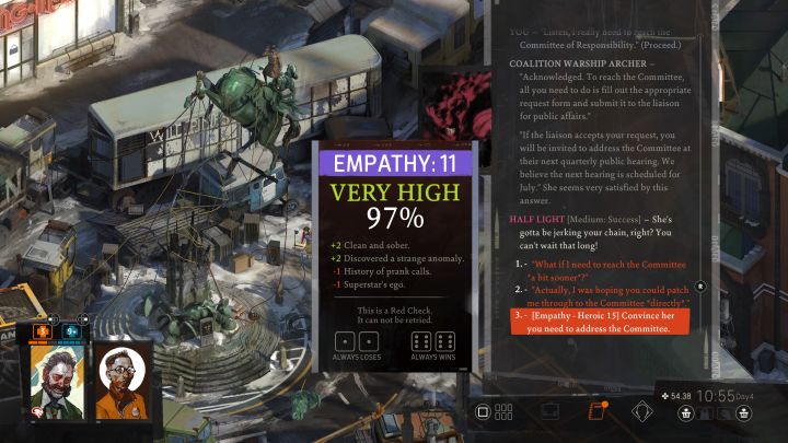 Nawiążecie kontakt ze statkiem powietrznym Archer i maksymalna długość rozmowy zależy od siły sygnału anteny - Disco Elysium: Weź na siebie la responsabilite - solucja - Disco Elysium - poradnik do gry