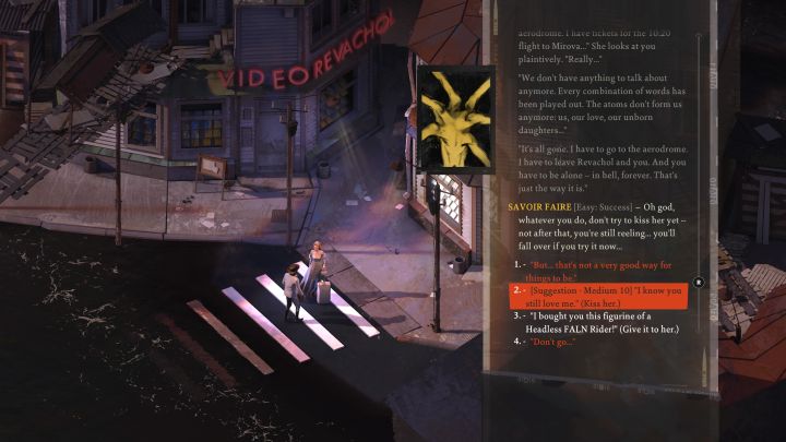 Jeśli zakupiliście wcześniej Bezgłowego jeźdźca FALN to możecie przekazać Dolores zestaw z figurką - Disco Elysium: Ofiaruj Dolores Dei figurki - solucja - Disco Elysium - poradnik do gry
