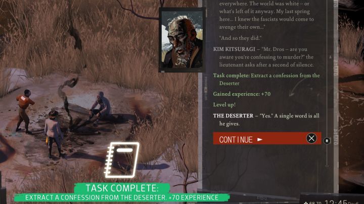 Jeśli poprawnie wybieraliście dowody, to Dezerter finalnie się przyzna i otrzymacie za to 70XP - Disco Elysium: Spraw, aby dezerter przyznał się do winy - solucja - Disco Elysium - poradnik do gry