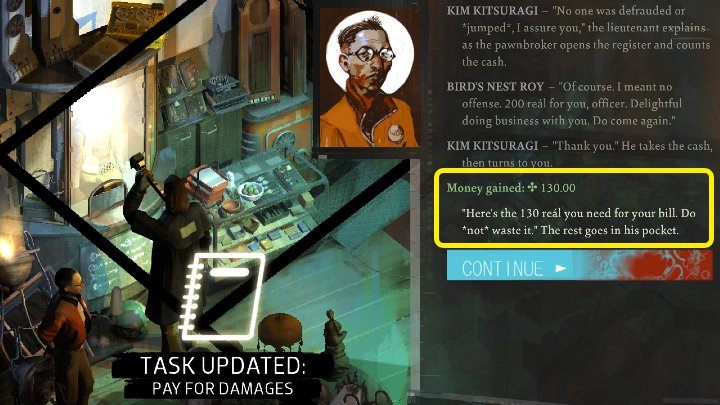 Po zdobyciu Wirujących kołpaków udajcie się do Lombardu (na południowy-zachód od hostelu) i porozmawiajcie z właścicielem - Disco Elysium: Zapłać za szkody - solucja - Disco Elysium - poradnik do gry