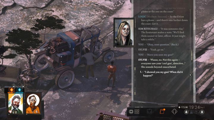 Rozmowa z Sylvie przez policyjne radio (trzeba dotrzeć do auta Kima) to część innego zadania Kto zawiadomił MOR o przestępstwie - Disco Elysium: Wytrop swoją broń - solucja - Disco Elysium - poradnik do gry