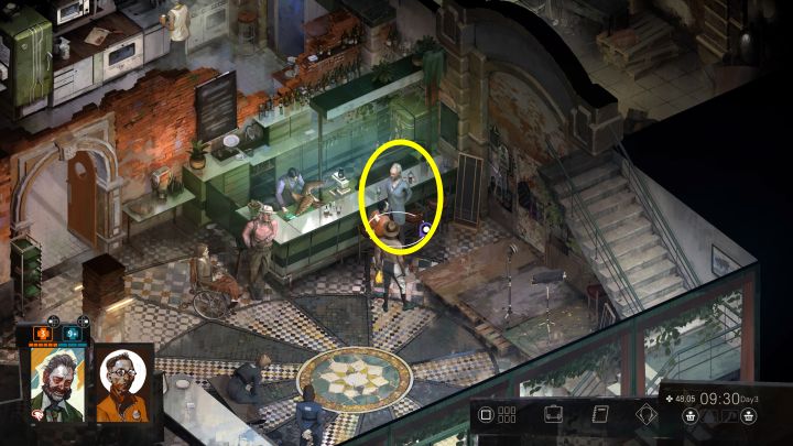 W dalszej części gry Gary może pojawić się w kawiarni Whirling-in-Rags i będzie wtedy stał przy ladzie - Disco Elysium: Kto zostawił ubrania w śmietniku - solucja - Disco Elysium - poradnik do gry