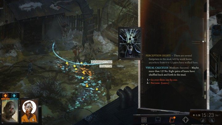 Musicie przeprowadzić wstępne oględziny miejsca zbrodni i zbadać ciało mężczyzny, który został powieszony za budynkiem hotelu Whirling-In-Rags - Disco Elysium: Obejrzyj ciało ofiary - solucja - Disco Elysium - poradnik do gry