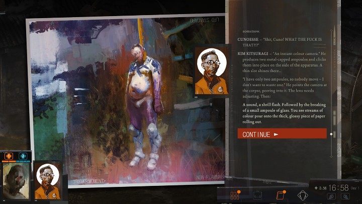 Zadanie rozpoczyna się w momencie, gdy w trakcie oględzin wisielca Kim zrobi zdjęcie jego ciała, które jest pokryte dziwnymi tatuażami - to część większego questu Obejrzyj ciało ofiary - Disco Elysium: Tatuaże ofiary - solucja - Disco Elysium - poradnik do gry