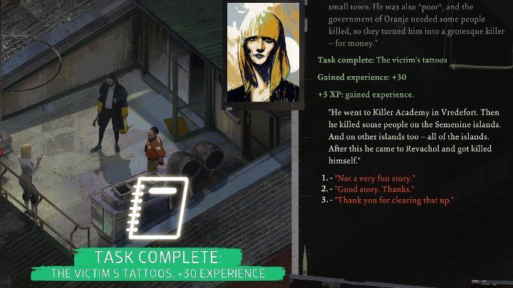 Najważniejsza osoba do przepytania w sprawie tatuaży to Klaasje - Disco Elysium: Tatuaże ofiary - solucja - Disco Elysium - poradnik do gry