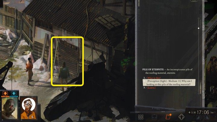 Udajcie się na podwórze na północ od wiszących zwłok na tyłach Whirling-In-Rags - możecie tam dotrzeć z zachodu (od strony wody) - Disco Elysium: Gdzie jest Evrart Claire? - Disco Elysium - poradnik do gry