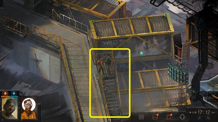 Udajcie się na północ, a następnie skorzystajcie ze schodów po prawej stronie, by zejść na dół - Disco Elysium: Gdzie jest Evrart Claire? - Disco Elysium - poradnik do gry