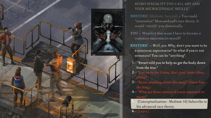 Są 2 sposoby uzyskania dostępu do portu i biura Evrarta dzięki spotkaniu z Miarogłowym - Disco Elysium: Gdzie jest Evrart Claire? - Disco Elysium - poradnik do gry
