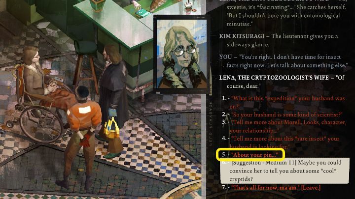 Zadanie zakończy się w momencie, gdy oddacie Lenie dokładnie taką kwotę, jaką lombard (Pawnshop) zapłacił za przypinkę - Disco Elysium: Zwróć Lenie pieniądze za przypinkę - solucja - Disco Elysium - poradnik do gry