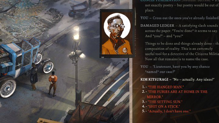 Księgę z dokumentami znajdziecie w ekwipunku postaci - Disco Elysium: Przeczytaj swój notatnik i nazwij sprawę - solucja - Disco Elysium - poradnik do gry