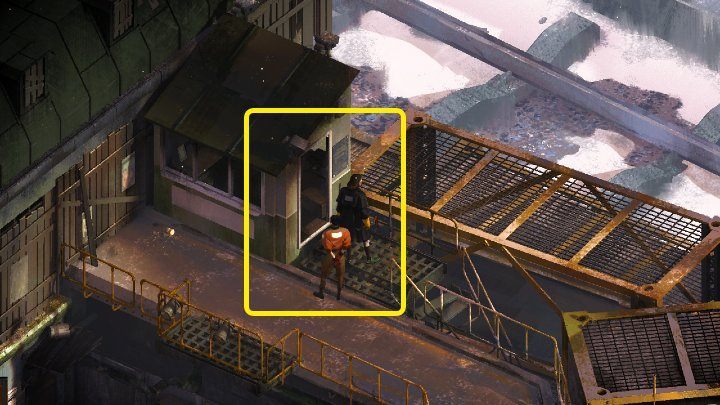 Zdjęcie możecie znaleźć w budce nocnego stróża, w miejscu zaznaczonym na powyższym obrazku - Disco Elysium: Spytaj Rene o zdjęcie - solucja - Disco Elysium - poradnik do gry