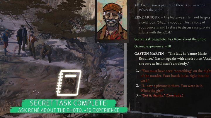 Czarnobiała fotografia z 1991 roku przedstawia szczęśliwą parę - Rene i młodą kobietę - Disco Elysium: Spytaj Rene o zdjęcie - solucja - Disco Elysium - poradnik do gry