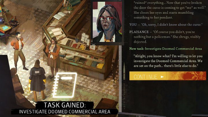 Na potrzeby zadania odwiedźcie księgarnię - wejście do niej znajduje się na zachód od hostelu Whirling-in-Rags - Disco Elysium: Zbadaj Zgubioną Strefę Handlową - solucja - Disco Elysium - poradnik do gry