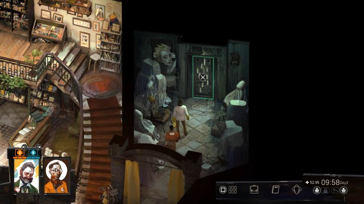 Za żółtymi zasłonami po prawej stronie są drzwi prowadzące do Zgubionej Strefy Handlowej - Disco Elysium: Zbadaj Zgubioną Strefę Handlową - solucja - Disco Elysium - poradnik do gry