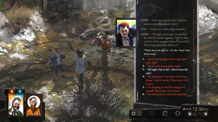 Wróćcie do Cuna i zdecydujcie co stanie się z towarem - Disco Elysium: Podziel się towarem z Cunem - solucja - Disco Elysium - poradnik do gry