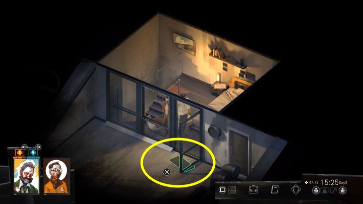 Skorzystajcie najpierw ze schodów, które prowadzą na najwyższe piętro - Disco Elysium: Porozmawiaj z ofiarą napadu - solucja - Disco Elysium - poradnik do gry