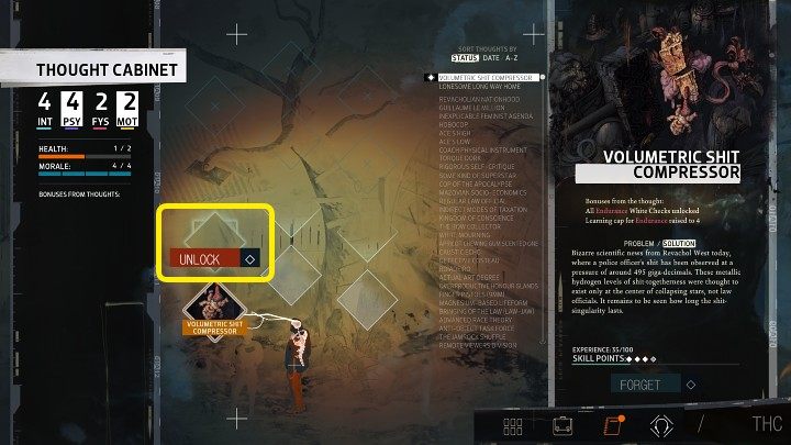 Na początku rozgrywki w Disco Elysium dysponujesz 3 miejscami na myśli - Disco Elysium: Schowek Myśli (Thought Cabinet) - Disco Elysium - poradnik do gry