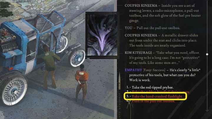 Zajrzyj do środka, a następnie otwórz skrzynkę z narzędziami (Toolbox) - tam znajdziesz latarkę - Disco Elysium: Jak zdobyć latarkę (flashlight)? - Disco Elysium - poradnik do gry