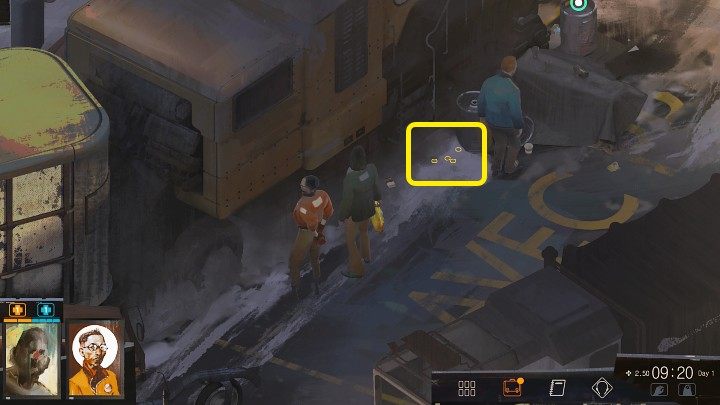 Po wejściu na obszar nowej lokacji warto podświetlić wszelkie interaktywne przedmioty (Tabulator lub PPM), które się tam znajdują i dobrze się rozejrzeć - Disco Elysium: Jak zarabiać pieniądze? - Disco Elysium - poradnik do gry
