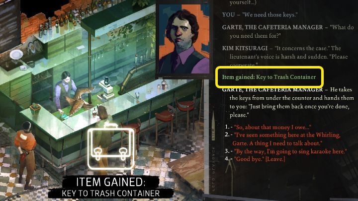 Zdobycie klucza to najprostszy sposób na otwarcie zamkniętego kontenera na tyłach budynku Whirling-In-Rags - Disco Elysium: Jak otworzyć kontener na śmieci (Trash container)? - Disco Elysium - poradnik do gry