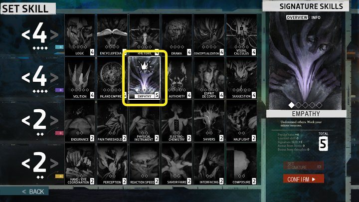 Ostatnią czynnością, którą należy wykonać w trakcie tworzenia nowej postaci w grze Disco Elysium, jest wybranie Umiejętności wiodącej (Signature Skill) - Disco Elysium: Kreacja postaci - Disco Elysium - poradnik do gry