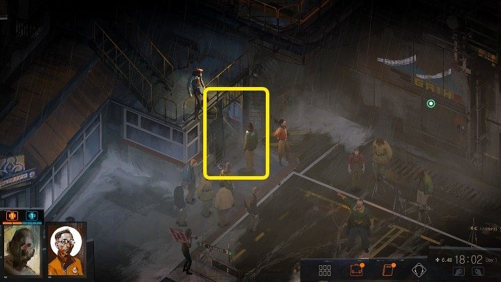 Idźcie w stronę kiosku Frittte, a zauważycie miejsce, w którym aktualnie trwają protesty - Disco Elysium: Gdzie jest Miarogłowy (Measurehead)? - Disco Elysium - poradnik do gry
