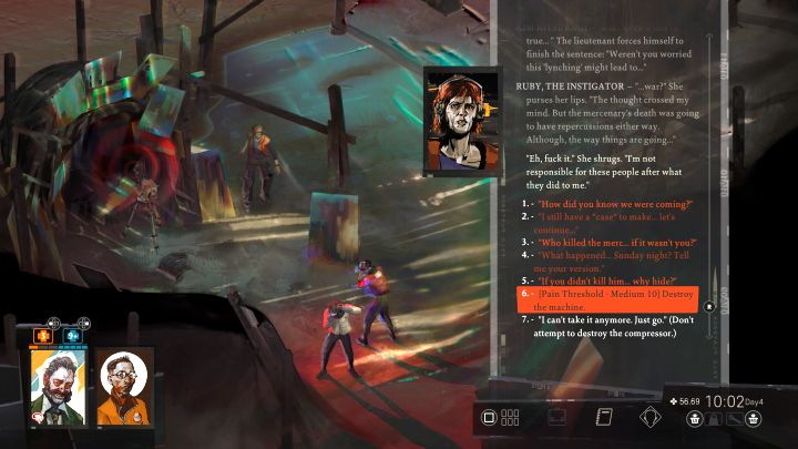 Podczas spotkania z Ruby powinniście zadać jej jak najwięcej pytań z listy - najważniejszym ustaleniem jest to, że nie jest ona morderczynią - Disco Elysium: Poszukaj Ruby na wybrzeżu - solucja - Disco Elysium - poradnik do gry