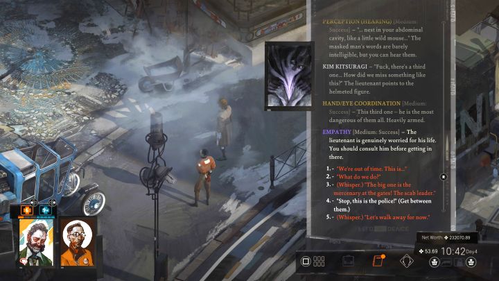 Możecie w dowolny sposób dołączyć do trybunału najemników - powiadomić zgromadzonych, że jesteście z policji lub początkowo nie wychylać się - Disco Elysium: Wróć do Whirling-in-Rags - solucja - Disco Elysium - poradnik do gry