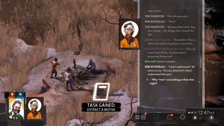 Quest ten możecie odblokować podczas rozmowy z Dezerterem z wyspy - rozpoczniecie ją w ramach osobnego zadania Spraw, aby Dezerter przyznał się do winy - Disco Elysium: Wyciągnij z niego motyw - solucja - Disco Elysium - poradnik do gry