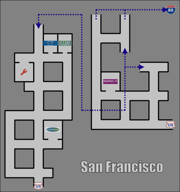 1 - Zachodnie wybrzeże - San Francisco | Mapy | Hard Truck 18 Wheels of Steel - Hard Truck 18 Wheels of Steel - poradnik do gry