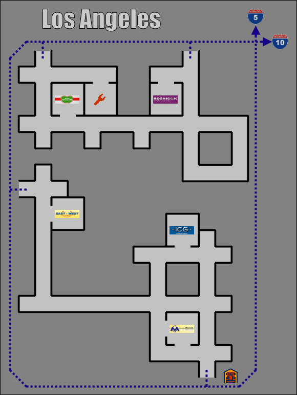 1 - Zachodnie wybrzeże - Los Angeles | Mapy | Hard Truck 18 Wheels of Steel - Hard Truck 18 Wheels of Steel - poradnik do gry