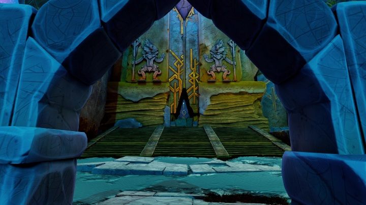 Przy ołtarzu Norah wyciągnie nóż i rozetnie swoją dłoń - Call of the Sea: Rozdział 6, Fhalgofn - solucja, opis przejścia - Call of the Sea - poradnik do gry