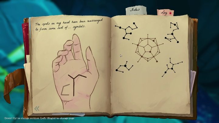 Ten symbol znajdziecie na końcu schodów, po otwarciu pierwszych drzwi - Call of the Sea: Rozdział 6, Fhalgofn - notatki - Call of the Sea - poradnik do gry