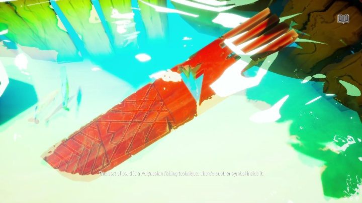 Aby zdobyć ten symbol musicie zbadać element pływający w wodzie, zaraz obok zatopionej chatki - Call of the Sea: Rozdział 1, 74 mile na wschód od Otaheité - notatki - Call of the Sea - poradnik do gry