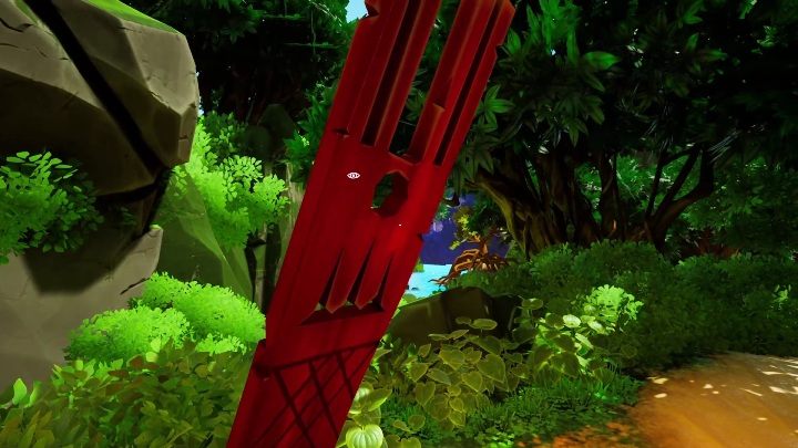 Aby zdobyć ten symbol musicie spojrzeć przez dziurę w filarze, aby zerknąć na górę widniejącą w tle - Call of the Sea: Rozdział 1, 74 mile na wschód od Otaheité - notatki - Call of the Sea - poradnik do gry