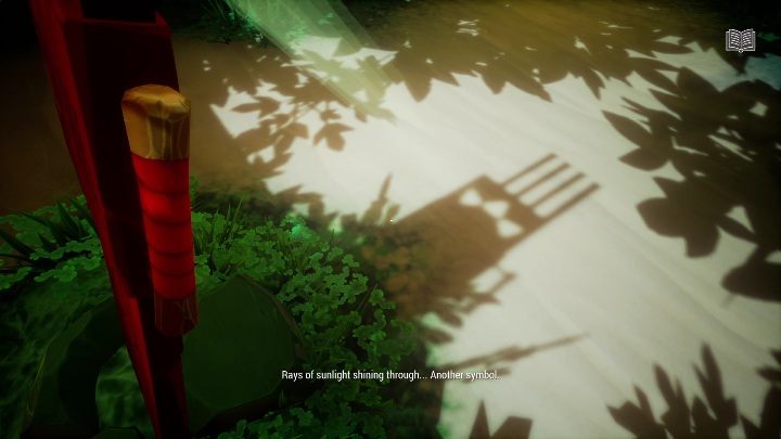 Aby zdobyć ten symbol musicie przesunąć jeden element i spojrzeć na cień powstały na piasku - Call of the Sea: Mechanizm mostu - zagadka, rozdział 1 - Call of the Sea - poradnik do gry