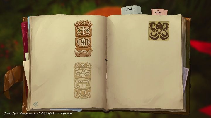 To tiki stoi koło czerwonych kwiatów, koło chatki po lewej stronie lokacji - Call of the Sea: Totem - zagadka, rozdział 2 - Call of the Sea - poradnik do gry