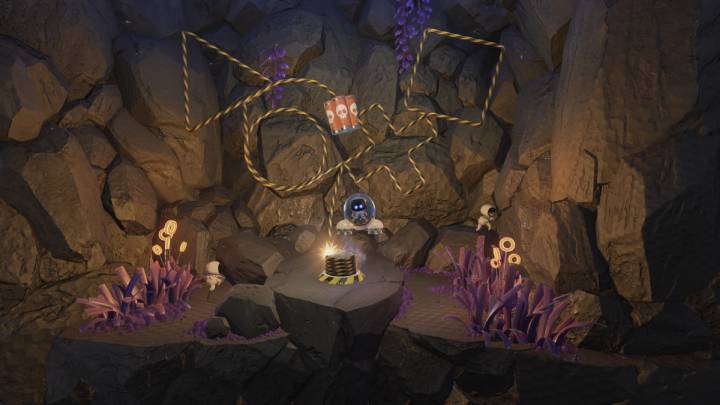 Podleć niżej i zapal lont jednym ze swoich silników - Astros Playroom: Jaskinie buforowania - solucja, opis przejścia - Astros Playroom - poradnik do gry